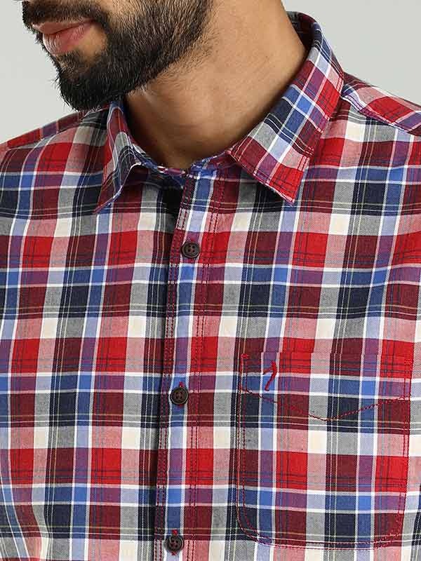 Indian Terrain Men's Regular Fit Half Sleeve Checkered Multicolor Shirt
